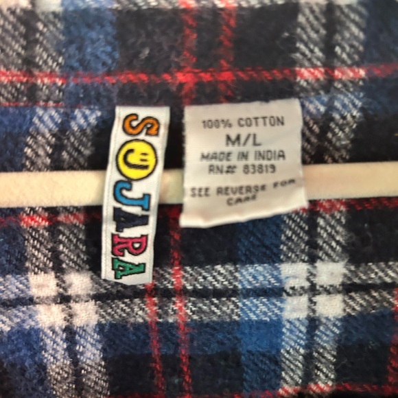 Flannel Button Down Shirt - Blue, Red, and White - Picture 2 of 3